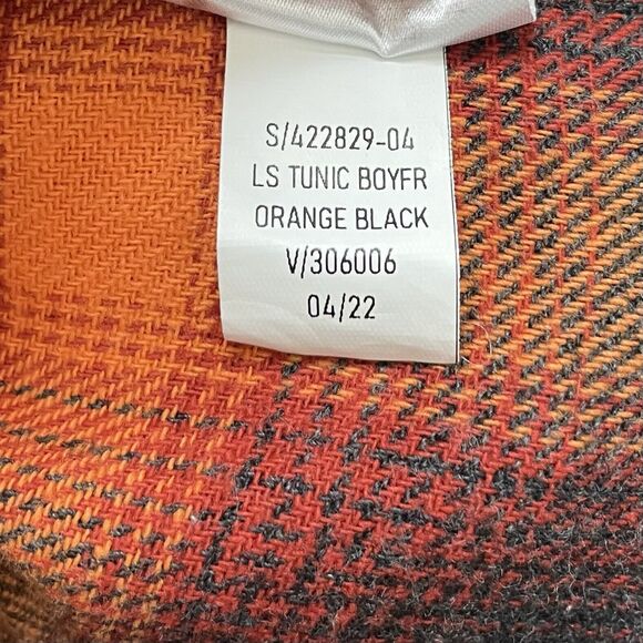 Old Navy Taylor Swift Evermore Boyfriend Shirt XS *Cropped* Orange Black Plaid O - Picture 11 of 11